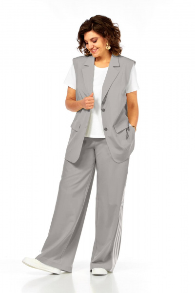 Брюки, жилет, футболка Ольга Стиль Л-427 серый - фото 1