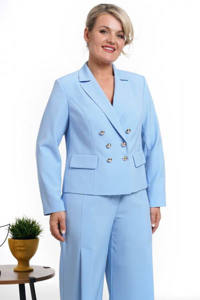 Брюки, жакет Alani Collection 2042 голубой - фото 5