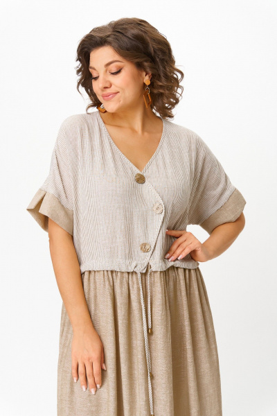 Платье Michel chic 2181 бежевая_полоска - фото 3