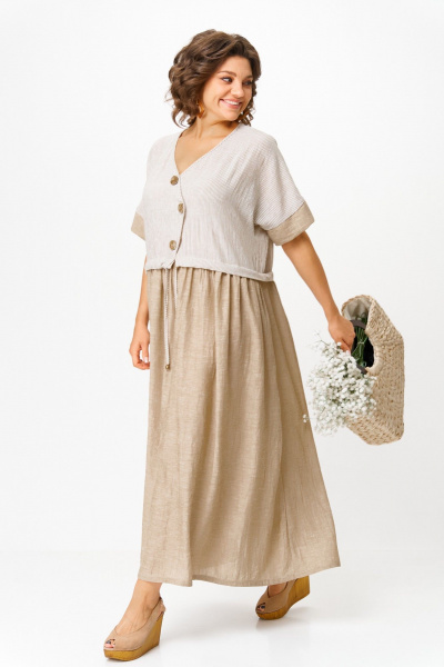 Платье Michel chic 2181 бежевая_полоска - фото 2