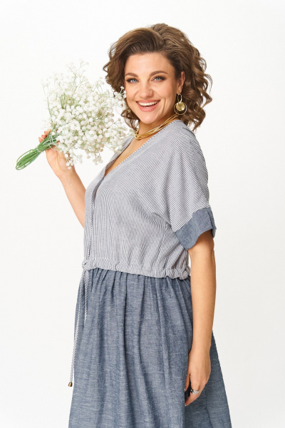 Платье Michel chic 2181 джинс_полоска - фото 4