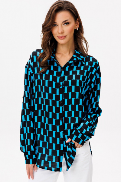 Блуза VIZAVI 735 черно-голубой - фото 12