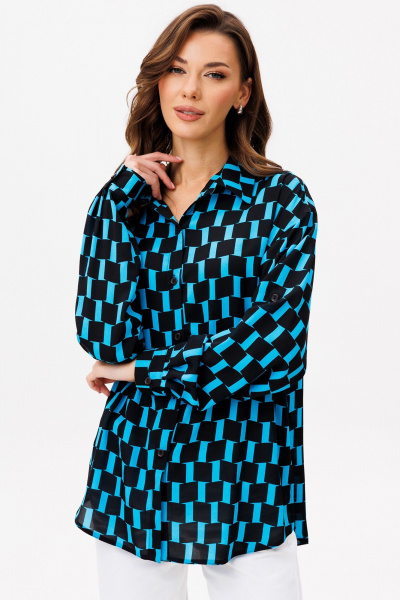 Блуза VIZAVI 735 черно-голубой - фото 11