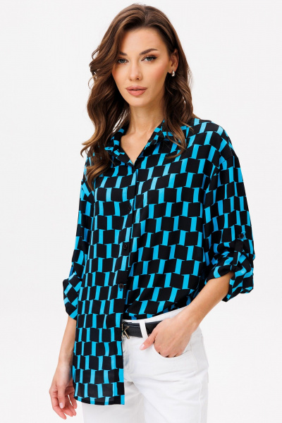Блуза VIZAVI 735 черно-голубой - фото 9