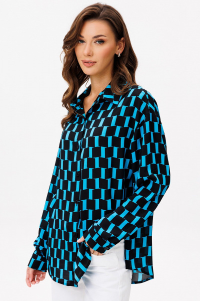 Блуза VIZAVI 735 черно-голубой - фото 6