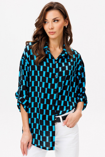 Блуза VIZAVI 735 черно-голубой - фото 2