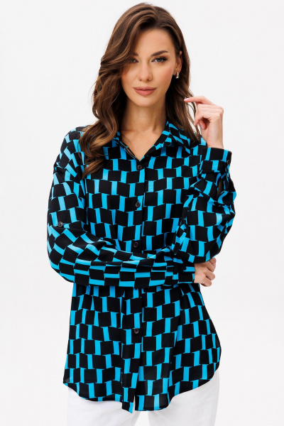 Блуза VIZAVI 735 черно-голубой - фото 1
