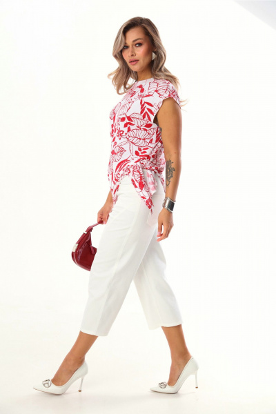 Брюки, топ LM 1270139 красно-белый - фото 4