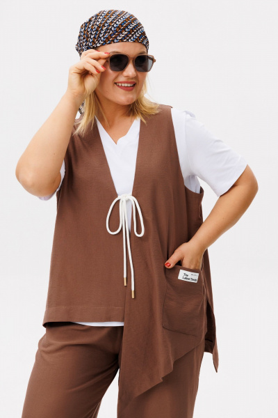 Брюки, жилет, футболка OVERYOU М146/3 мокко - фото 3