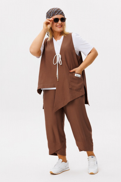 Брюки, жилет, футболка OVERYOU М146/3 мокко - фото 1