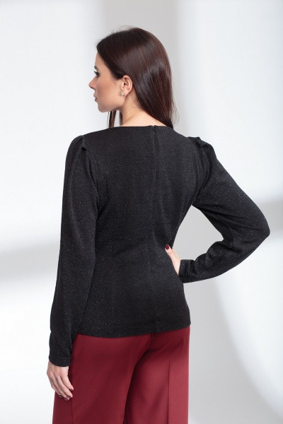 Демисезонная блузка из вискозы с люрексом и каре-вырезом SandyNa 13909 черный - фото 6