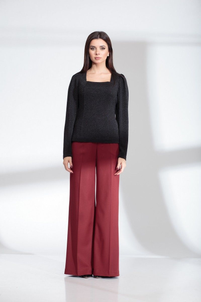 Демисезонная блузка из вискозы с люрексом и каре-вырезом SandyNa 13909 черный - фото 3