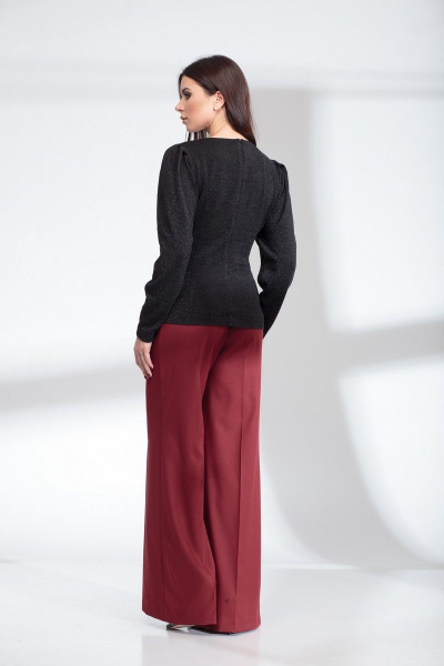 Демисезонная блузка из вискозы с люрексом и каре-вырезом SandyNa 13909 черный - фото 7