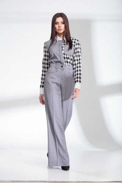 Брюки SandyNa 13917 серо-белый - фото 1