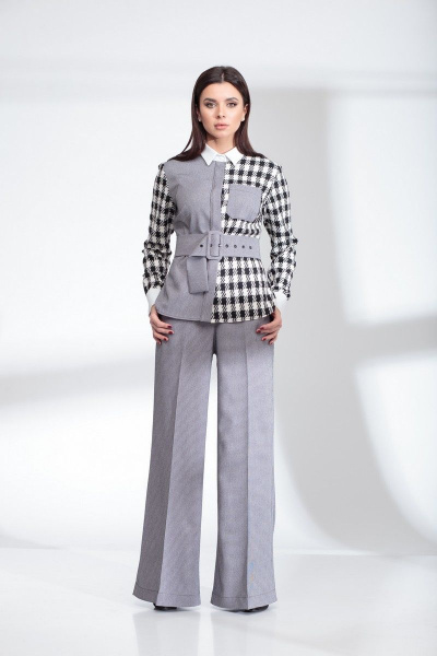 Брюки SandyNa 13917 серо-белый - фото 3