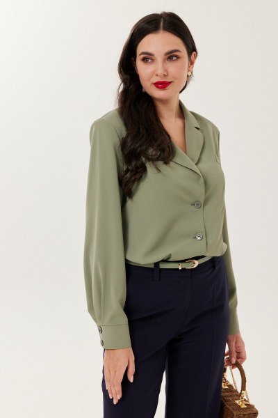 Блуза, брюки Твой имидж 2165 оливково-синий - фото 4