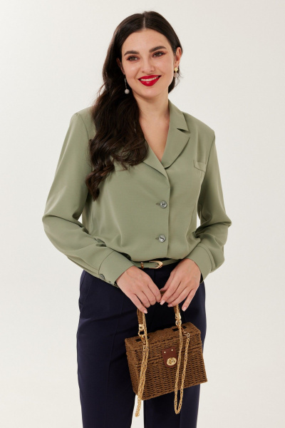 Блуза, брюки Твой имидж 2165 оливково-синий - фото 3