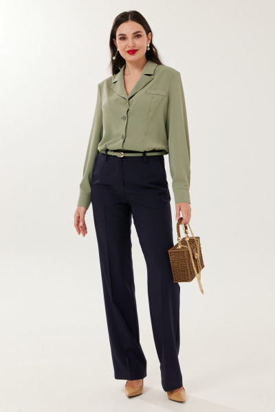 Блуза, брюки Твой имидж 2165 оливково-синий - фото 1