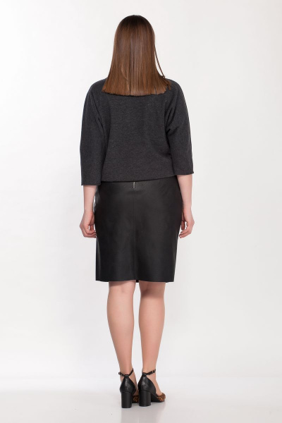 Полуприлегающая юбка из экокожи с горизонтальными складками Belinga 4043 черный - фото 3