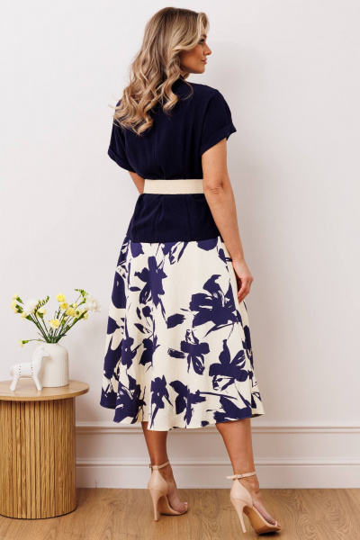 Жакет, юбка Мода Юрс 2641-1 синий_молочный - фото 4