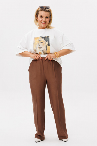 Брюки, футболка OVERYOU М204 мокко_молочный - фото 7