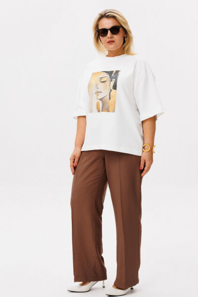 Брюки, футболка OVERYOU М204 мокко_молочный - фото 4