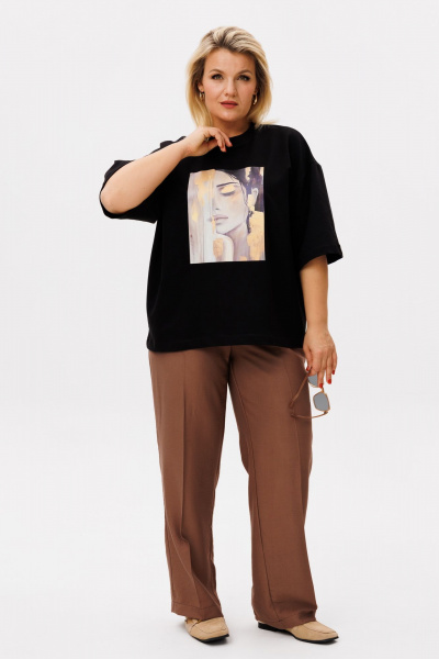 Брюки, футболка OVERYOU М204/1 мокко_черный - фото 4