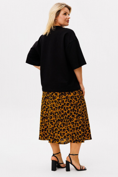 Футболка, юбка OVERYOU М207 черный_леопард - фото 2