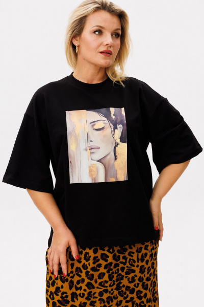 Футболка, юбка OVERYOU М207 черный_леопард - фото 6