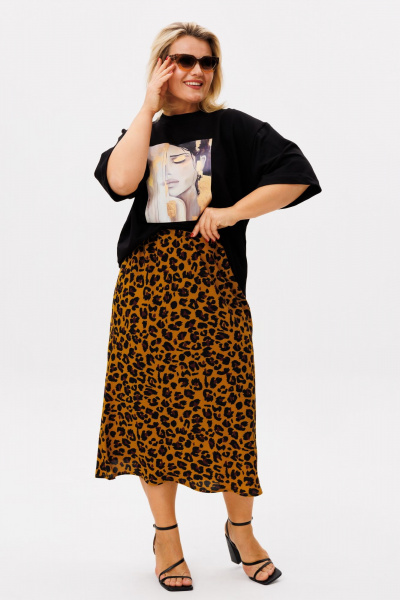 Футболка, юбка OVERYOU М207 черный_леопард - фото 5