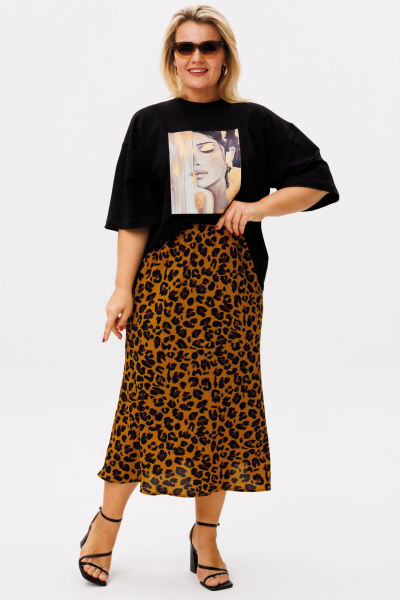 Футболка, юбка OVERYOU М207 черный_леопард - фото 1