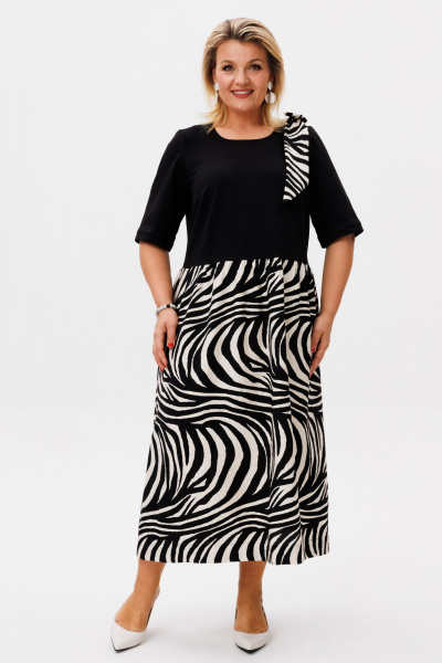 Платье OVERYOU М208 черно-молочный - фото 1