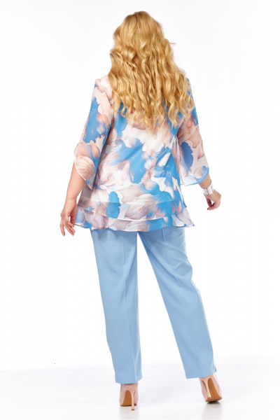 Блуза Элль-стиль 2213.7а голубой_принт_цветы - фото 8