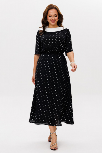Платье Mislana 1206 черный/горошек - фото 2