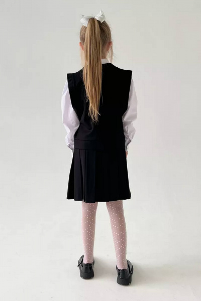 Жилет школьный для девочки из трикотажа, классический крой Tammi 1Ш6-23/2 черный - фото 4