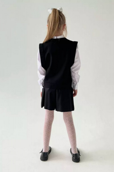 Жилет школьный для девочки из трикотажа, классический крой Tammi 1Ш6-23/2 черный - фото 2