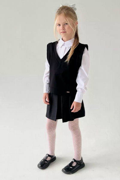Жилет школьный для девочки из трикотажа, классический крой Tammi 1Ш6-23/2 черный - фото 1