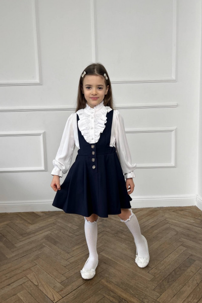 Деловой сарафан с юбкой выше колена из хлопковой ткани Tammi 1Ш52-23/1 синий - фото 1