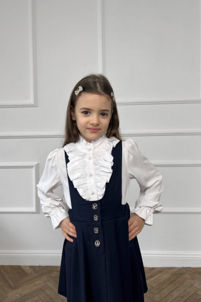 Деловой сарафан с юбкой выше колена из хлопковой ткани Tammi 1Ш52-23/1 синий - фото 6