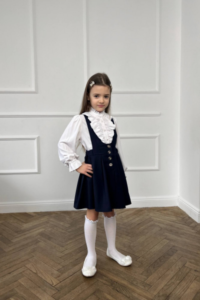 Деловой сарафан с юбкой выше колена из хлопковой ткани Tammi 1Ш52-23/1 синий - фото 5