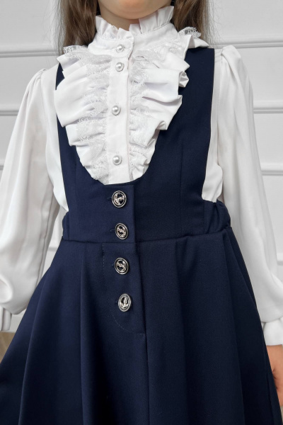 Деловой сарафан с юбкой выше колена из хлопковой ткани Tammi 1Ш52-23/1 синий - фото 3