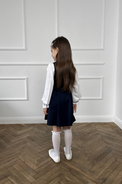 Деловой сарафан с юбкой выше колена из хлопковой ткани Tammi 1Ш52-23/1 синий - фото 2