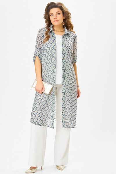 Брюки, кардиган, топ Fita 1594 пыльно-землянистый +бежевый - фото 1