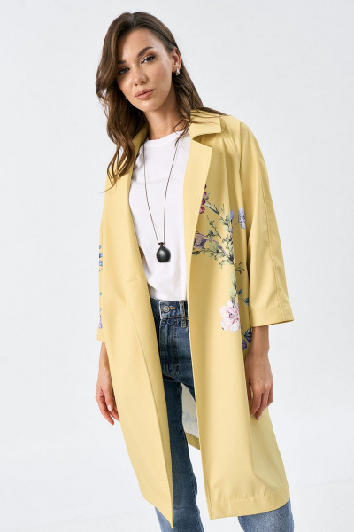 Яркий летний плащ прямого силуэта с карманами и регланом Art Ribbon M3692K - фото 7