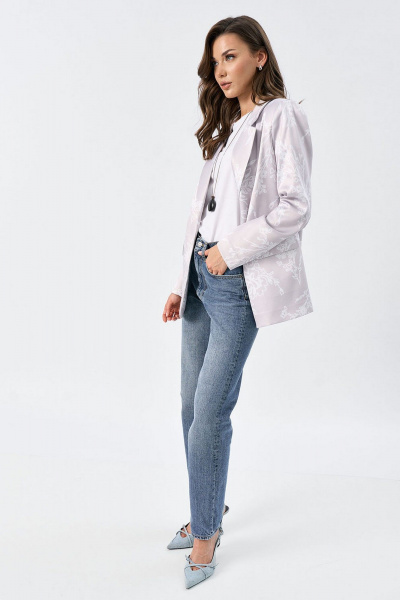 Классический серый жакет из плотного атласа на подкладке Art Ribbon M1091G - фото 3