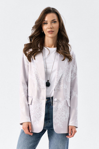 Классический серый жакет из плотного атласа на подкладке Art Ribbon M1091G - фото 1