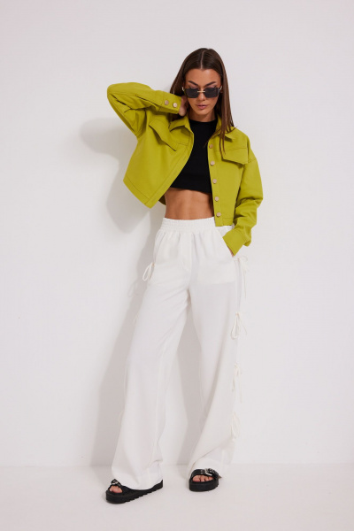Брюки, жакет, топ N.O.W. 1588 лайм-белый-черный - фото 8