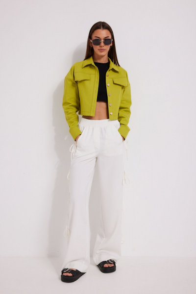Брюки, жакет, топ N.O.W. 1588 лайм-белый-черный - фото 7