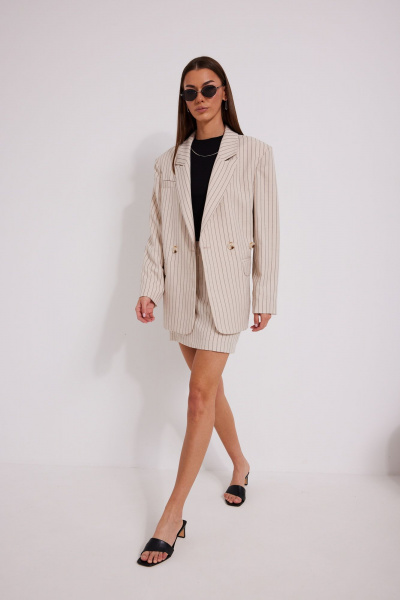 Жакет, юбка N.O.W. 1589 беж_полоска - фото 6