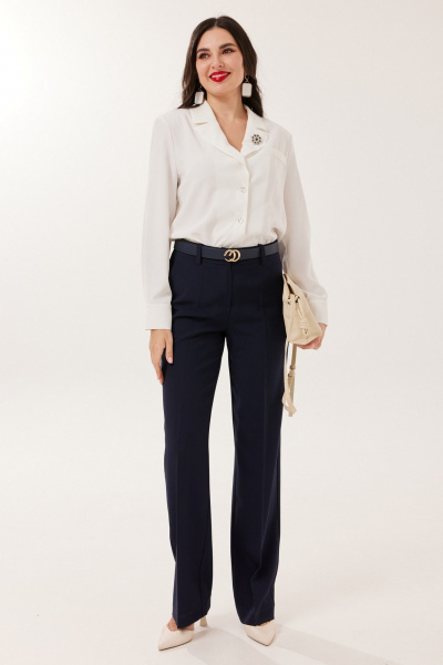 Блуза, брюки Твой имидж 2164 молочный-синий - фото 3
